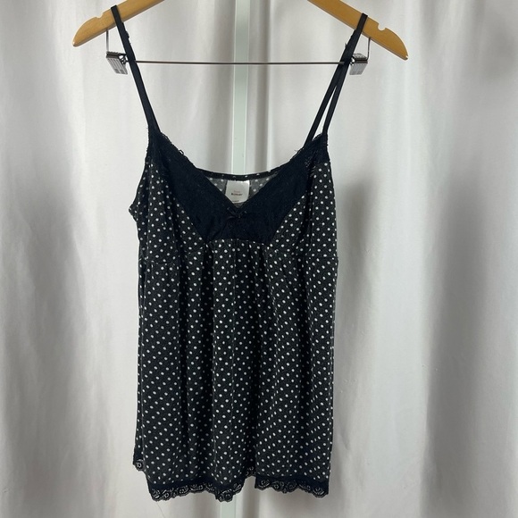 Isaac Mizrahi Large Polka Dot Lace V Nack Flowy Tank Top Y2K Lounge - Picture 1 of 7